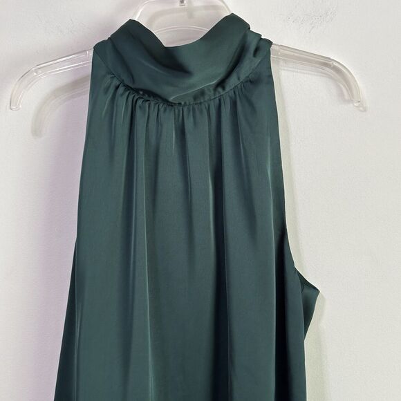Entro Halter Top L Satin Green Tie Back Bow Party Romantic Shirt Summer NEW - Picture 3 of 10